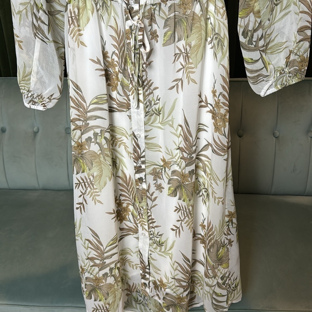 NWT 41Hawthorn White Button Front Sheer Dress with White Slip - Breezy - Picture 3 of 4